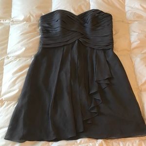 Strapless Grey David’s Bridal Bridesmaid Dress